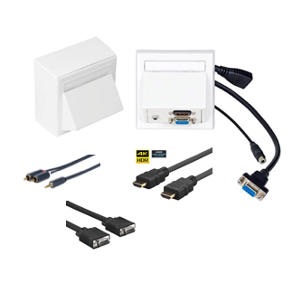 Vivolink Wall Box med HDMI, VGA og 3,5 mm audio + 10 m. kabler
